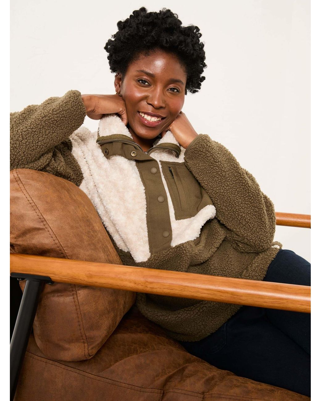 FatFace Gray Lucy Colour Block Fleece