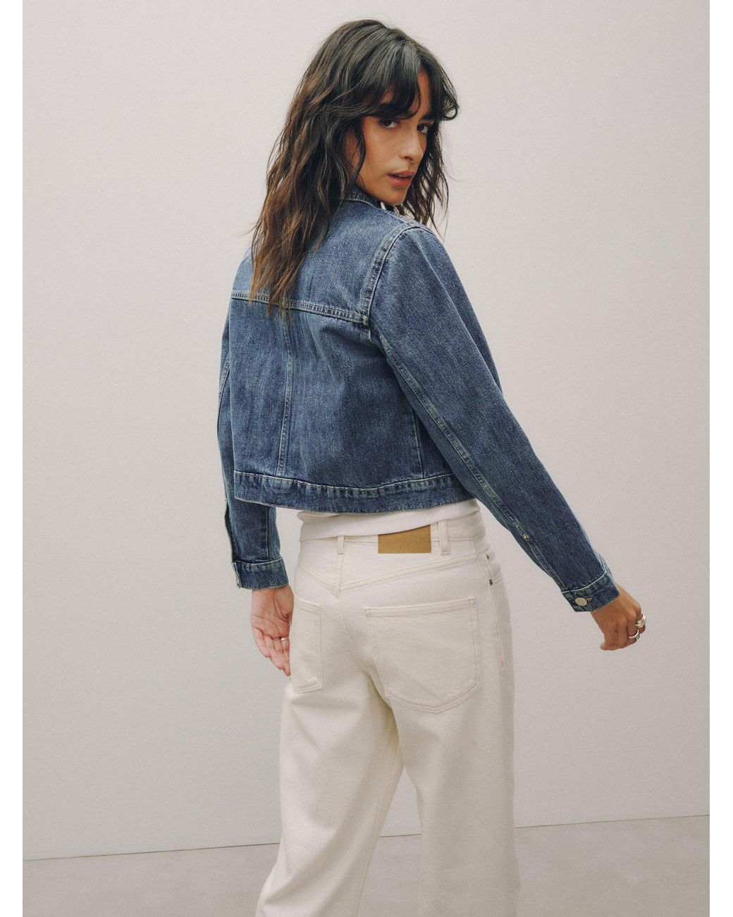Next Blue Dark Pleated Denim Trucker Jacket