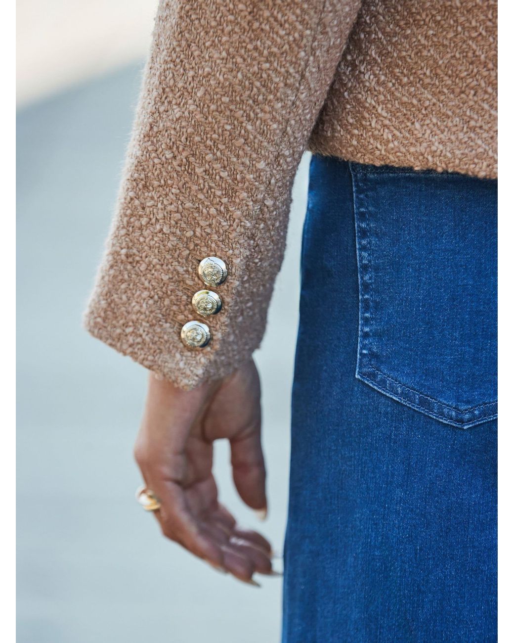 Sosandar Blue Boucle Jacket With Buttons
