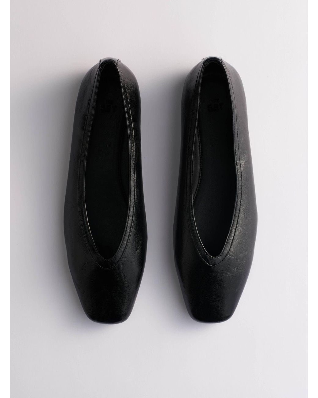 The Set Black Square Toe Ballet Flats