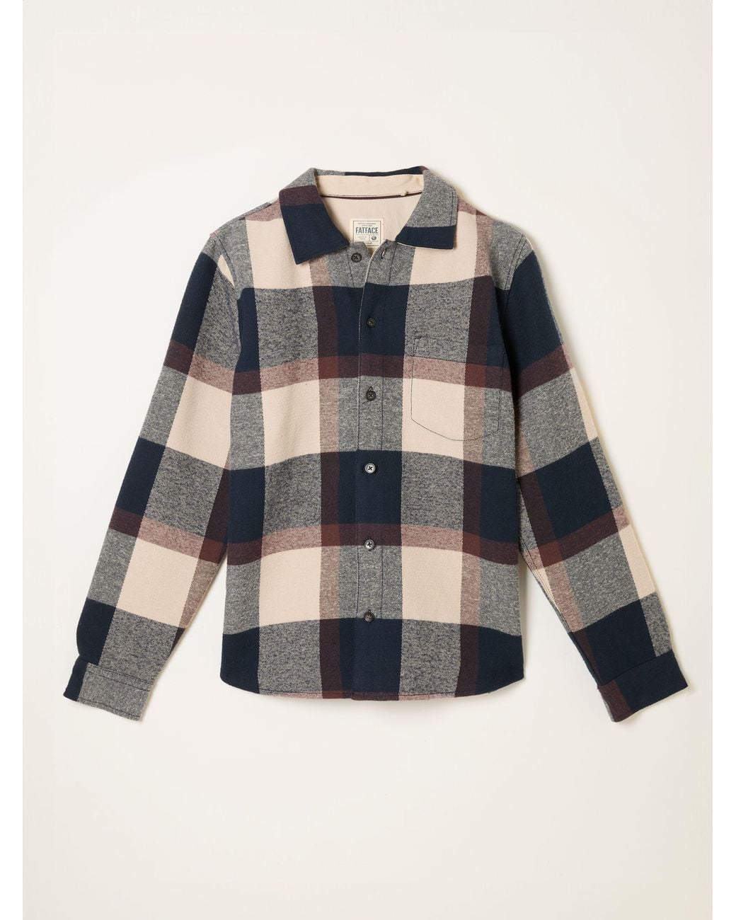FatFace Green Long Sleeve Send Check Shirt for men