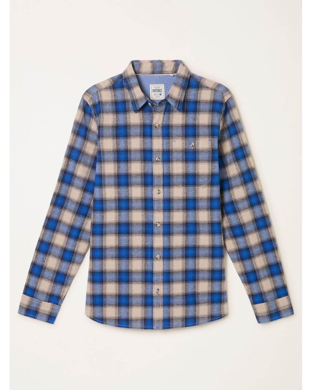 FatFace Blue Hayle Long Sleeve Check Shirt for men