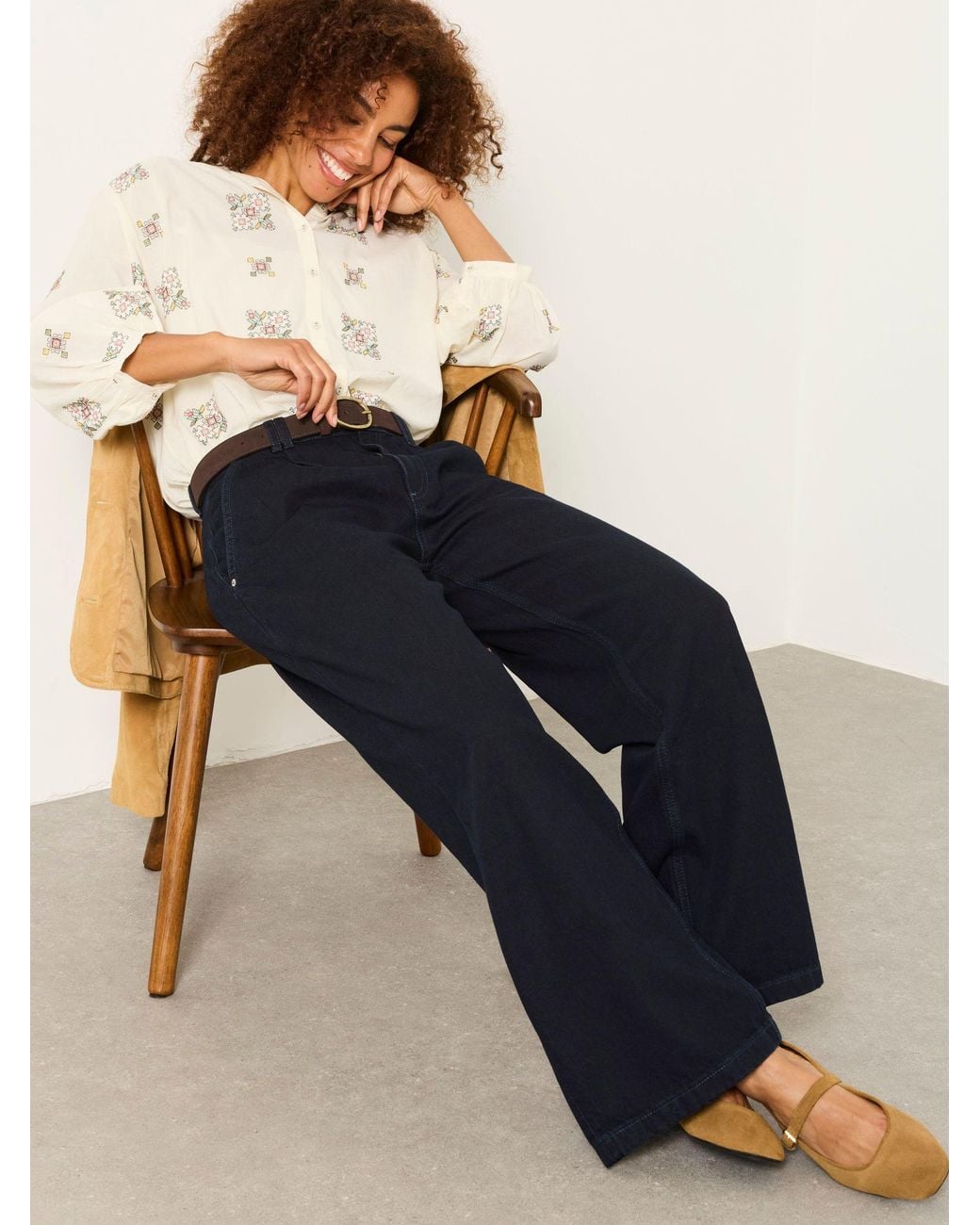 FatFace Blue Maya Petite Pleat Jeans