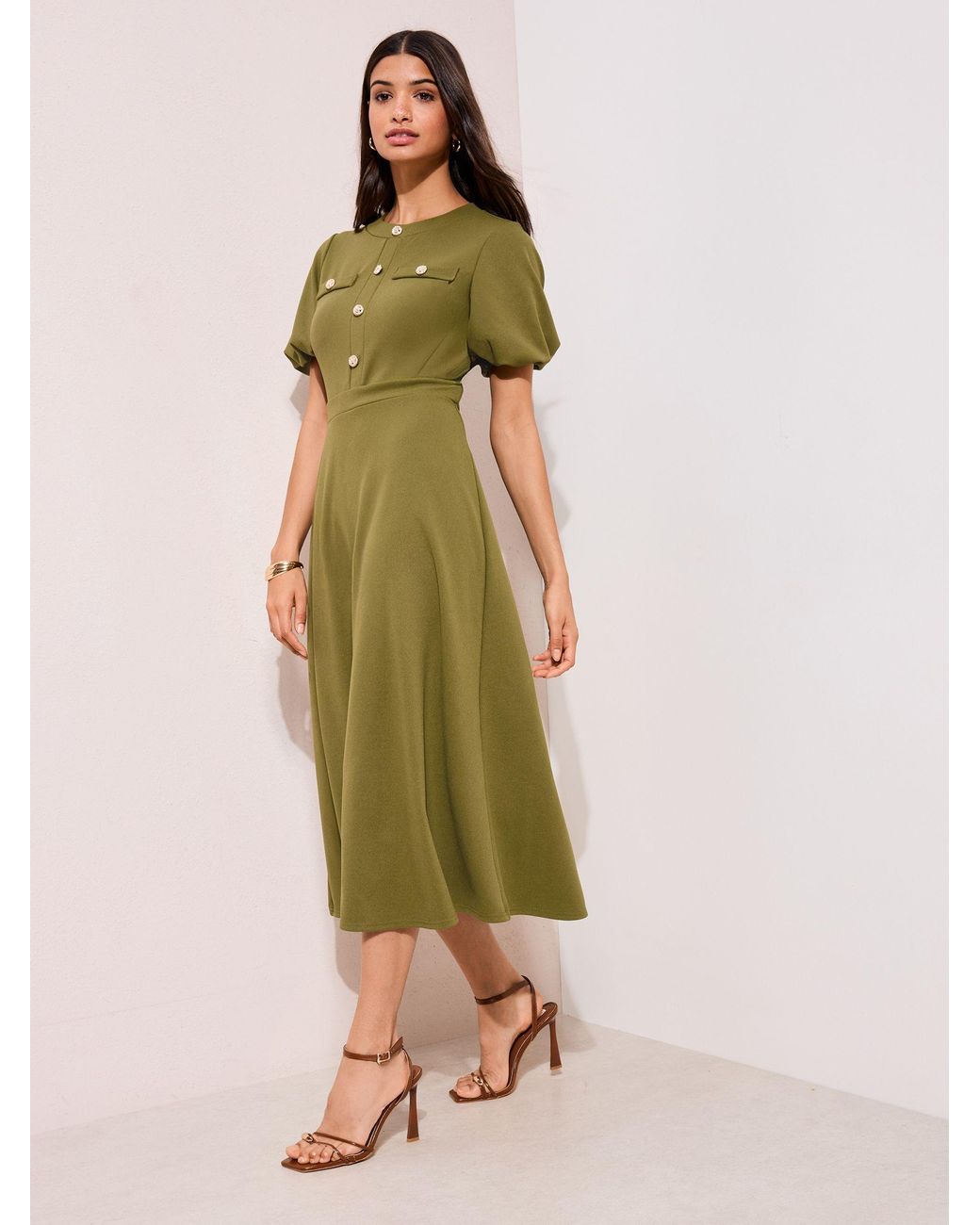 Friends Like These Military Midi Dress in Green | Lyst