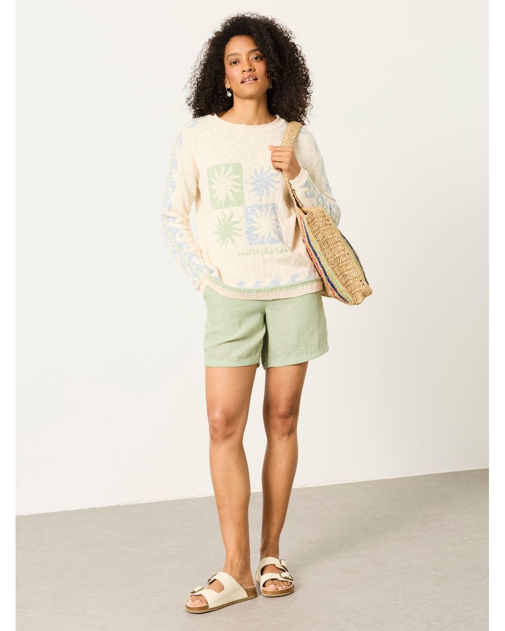 FatFace White Sun Knitted Jumper