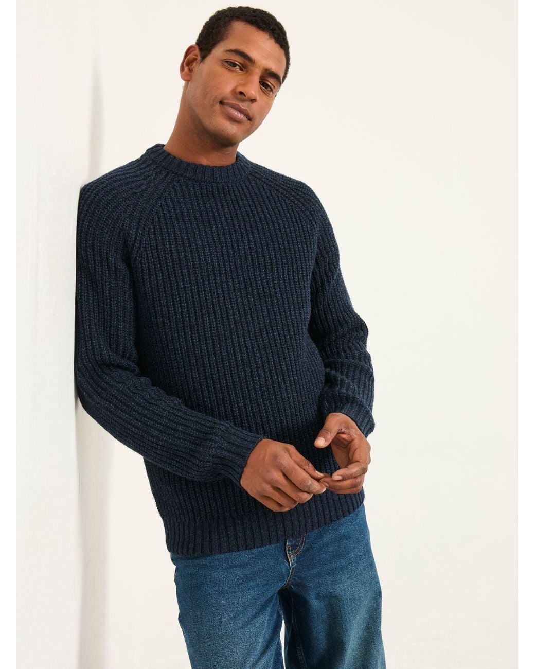 FatFace Blue Fife Knitted Crew Jumper for men