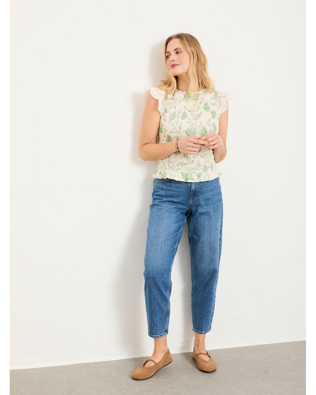 FatFace Brown Betty Shirred Top