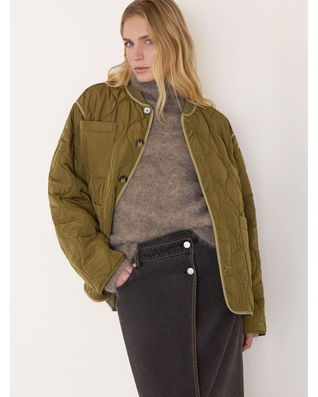 Whistles Brown Reversible Quilted Jacket