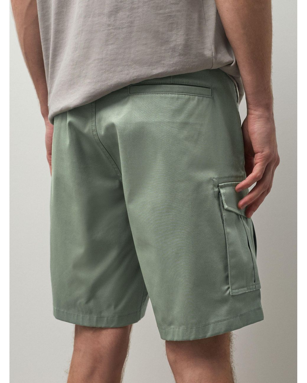 Next Green Stretch Cotton Rich Cargo Shorts for men