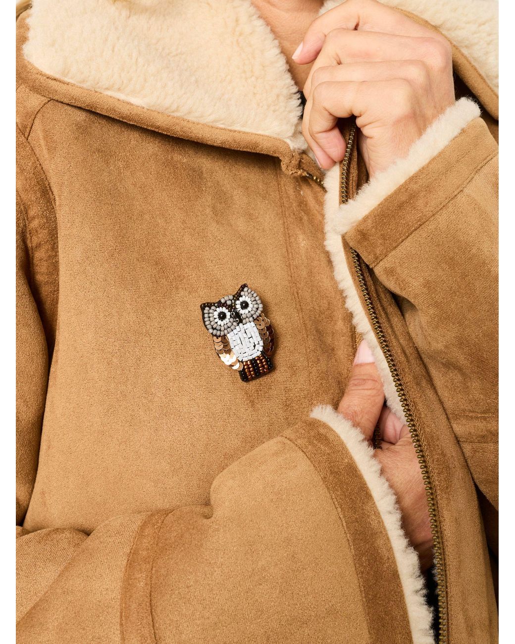 FatFace Natural Owl Brooch