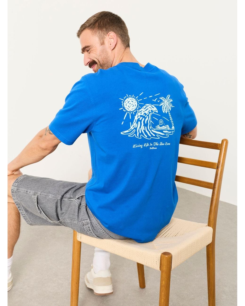 FatFace Blue Gnarly Surf Relaxed Fit Graphic T-Shirt for men