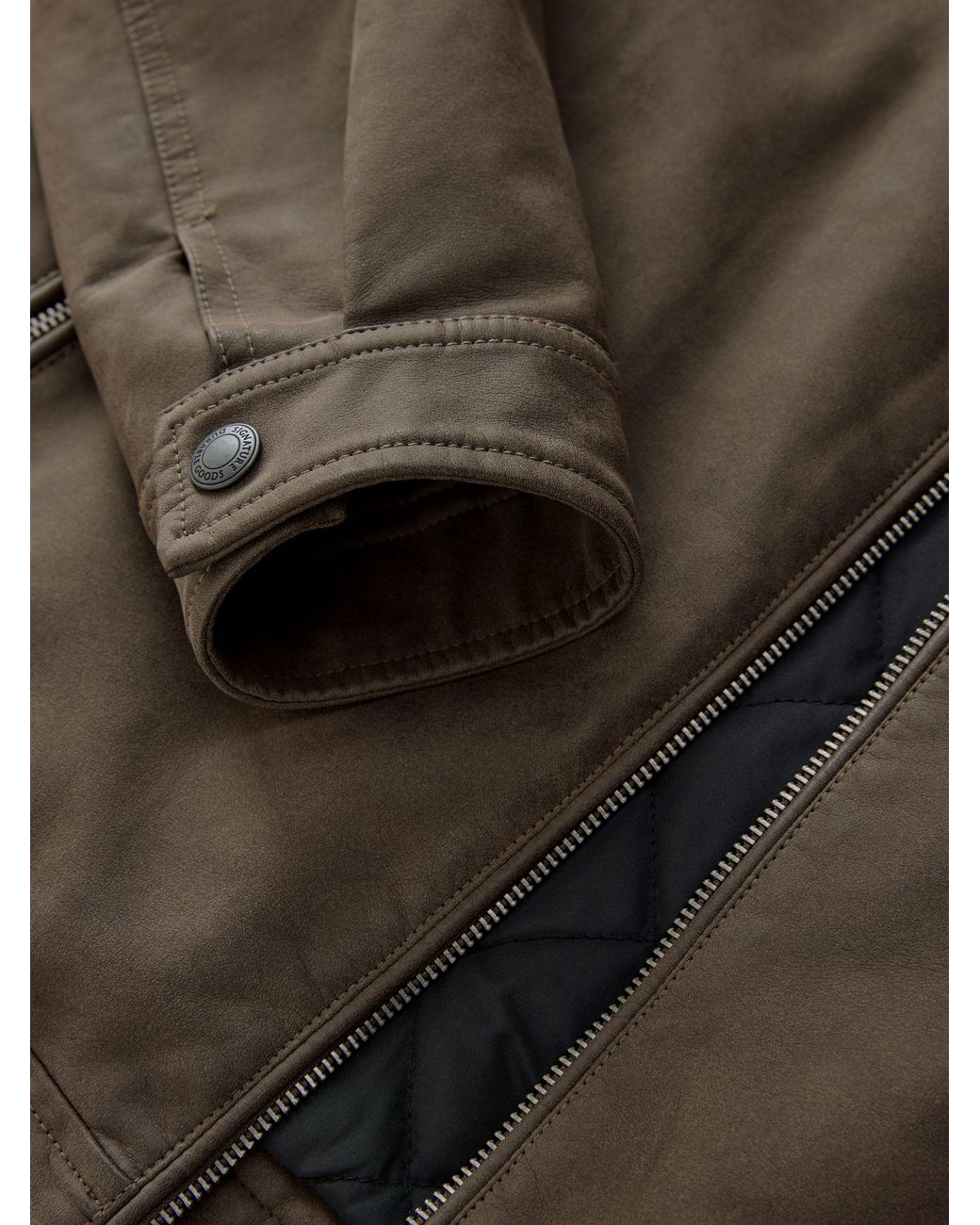 Next Green Faux Leather Collared Jacket for men