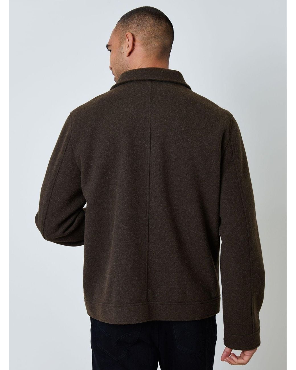 Threadbare Black Chocolate Brushed Button Up Shacket for men