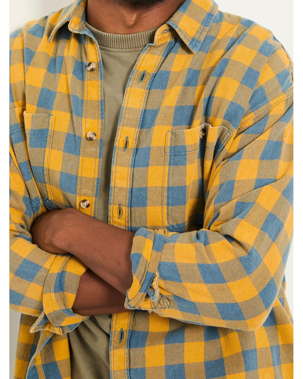 FatFace Green Thursby Long Sleeve Relaxed Fit Gingham Shirt for men