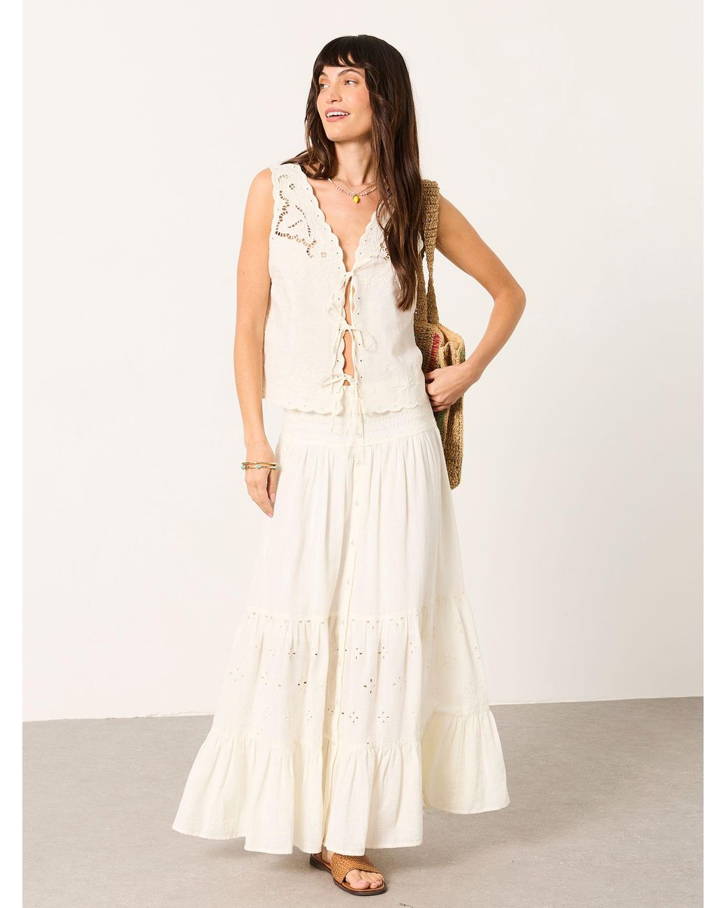 FatFace Green Becky Regular Embroidered Waistcoat