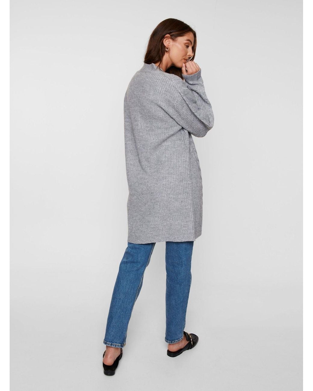 Threadbare Blue Petite Cable Knit Cardigan