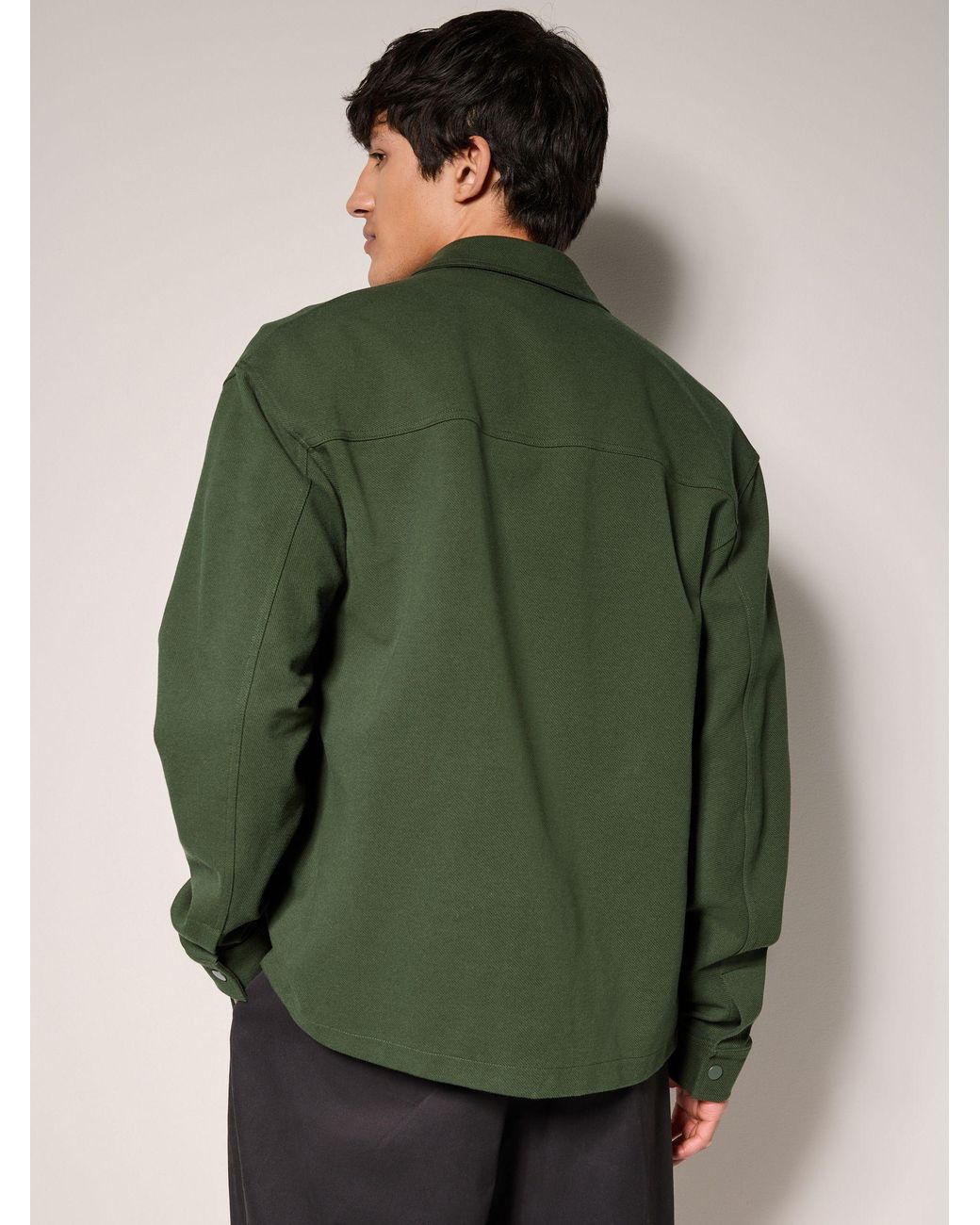 Next Green Jersey Twill Popper Shacket for men