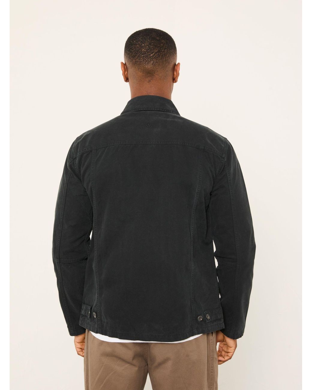FatFace Black Garment Dye Worker Cotton Jacket for men