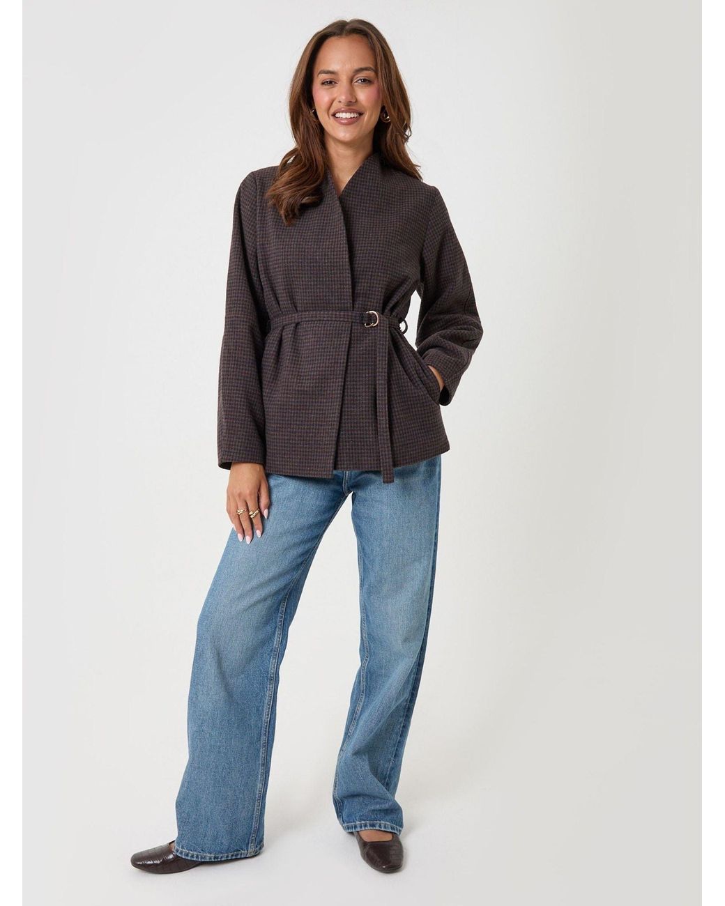 Threadbare Blue Faux Wool Cocoon Blazer