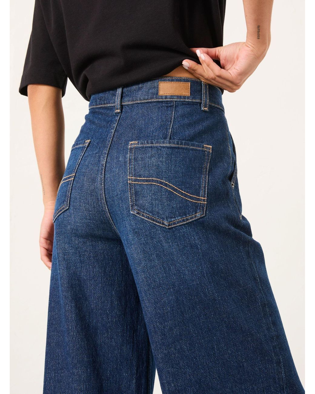 FatFace Blue Hove Wide Leg Crop Jeans