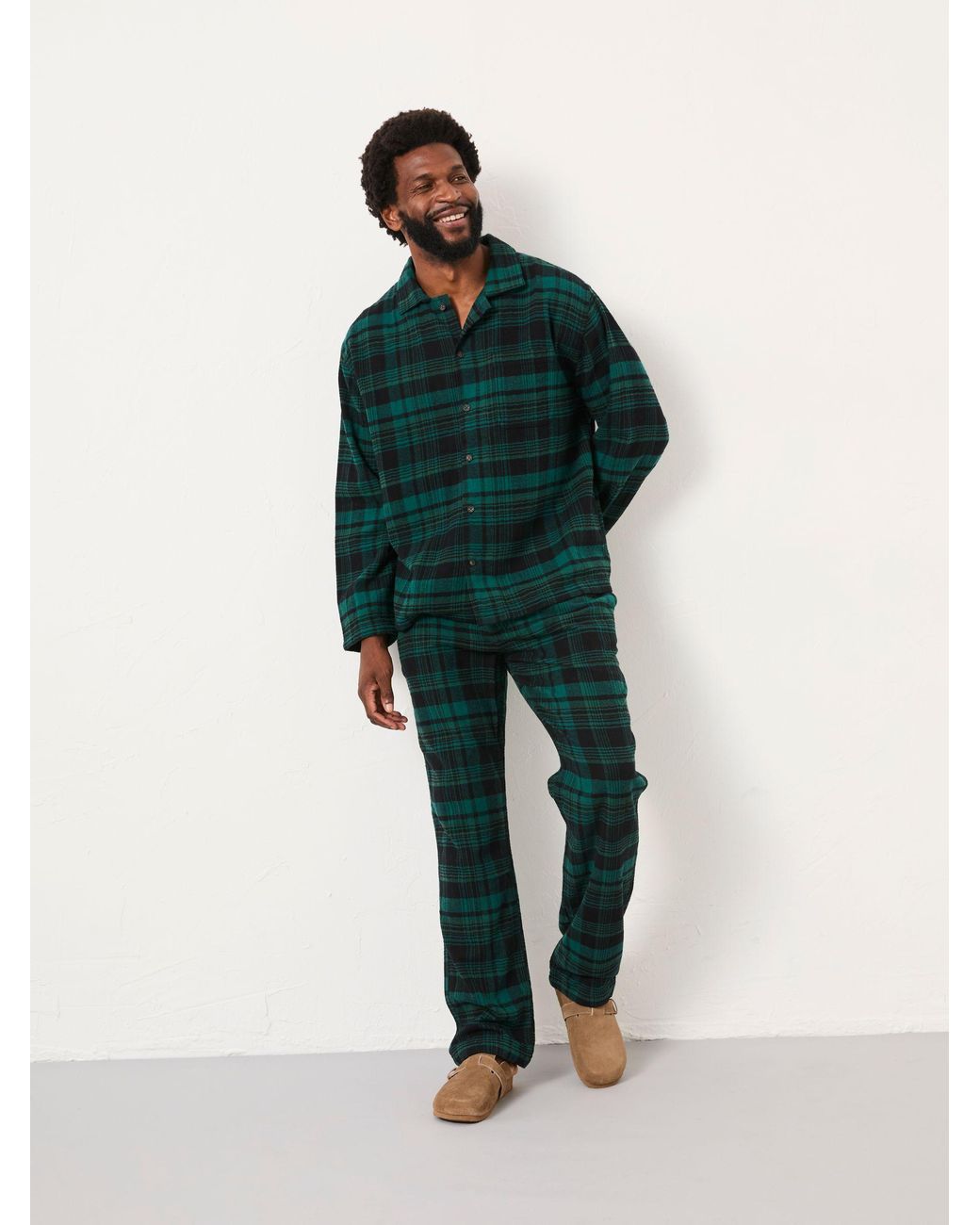 FatFace Green Samphrey Check Pyjama Bottoms for men