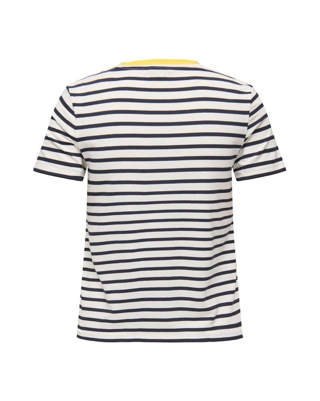 ONLY White Lemon Embroidered Stripe T-Shirt