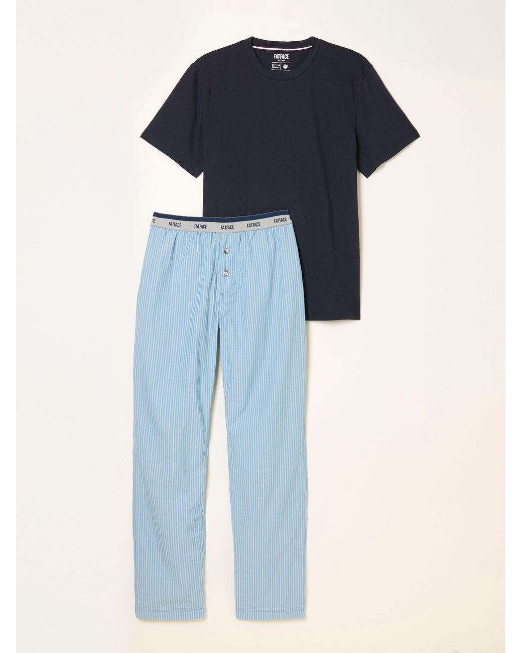 FatFace Blue Seil Stripe Trouser Pyjama Set for men