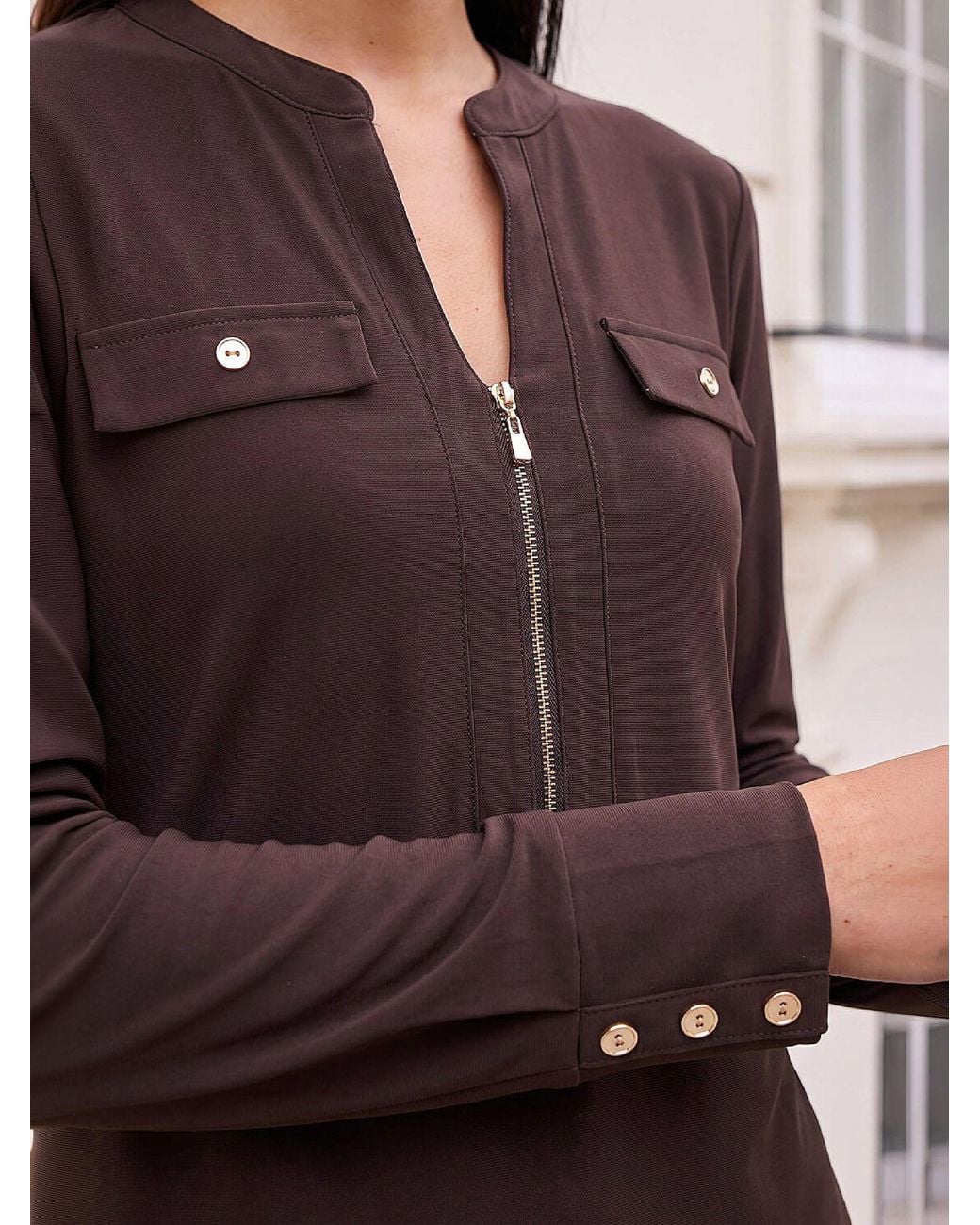 Pokit Romal Roman Pocket Detail Zip Top in Purple | Lyst