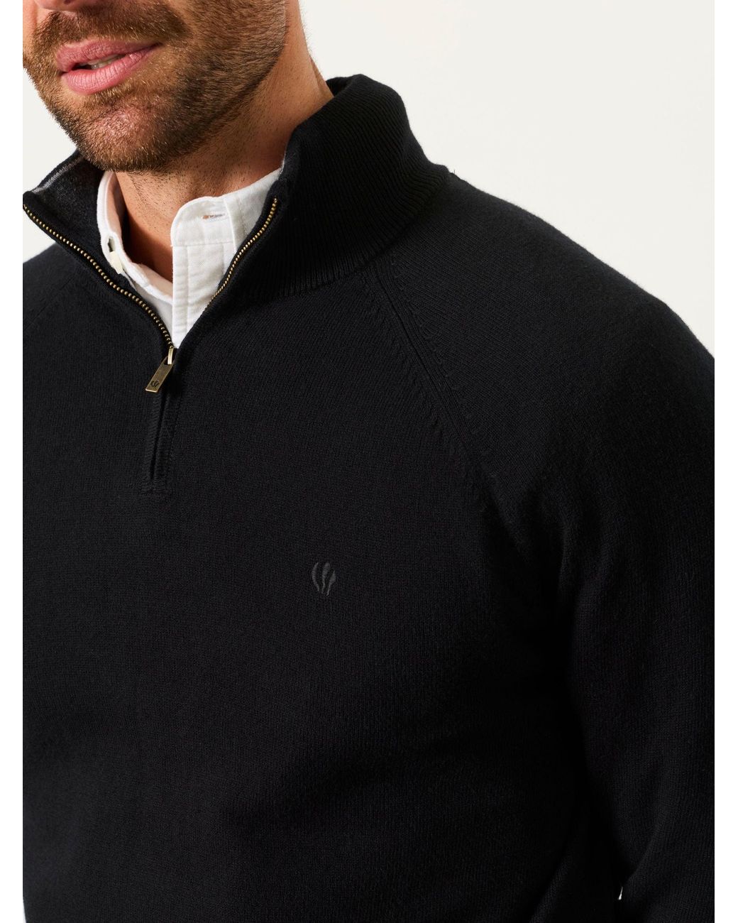FatFace Black Fatface Rye Quarter Zip Knitted Jumper for men