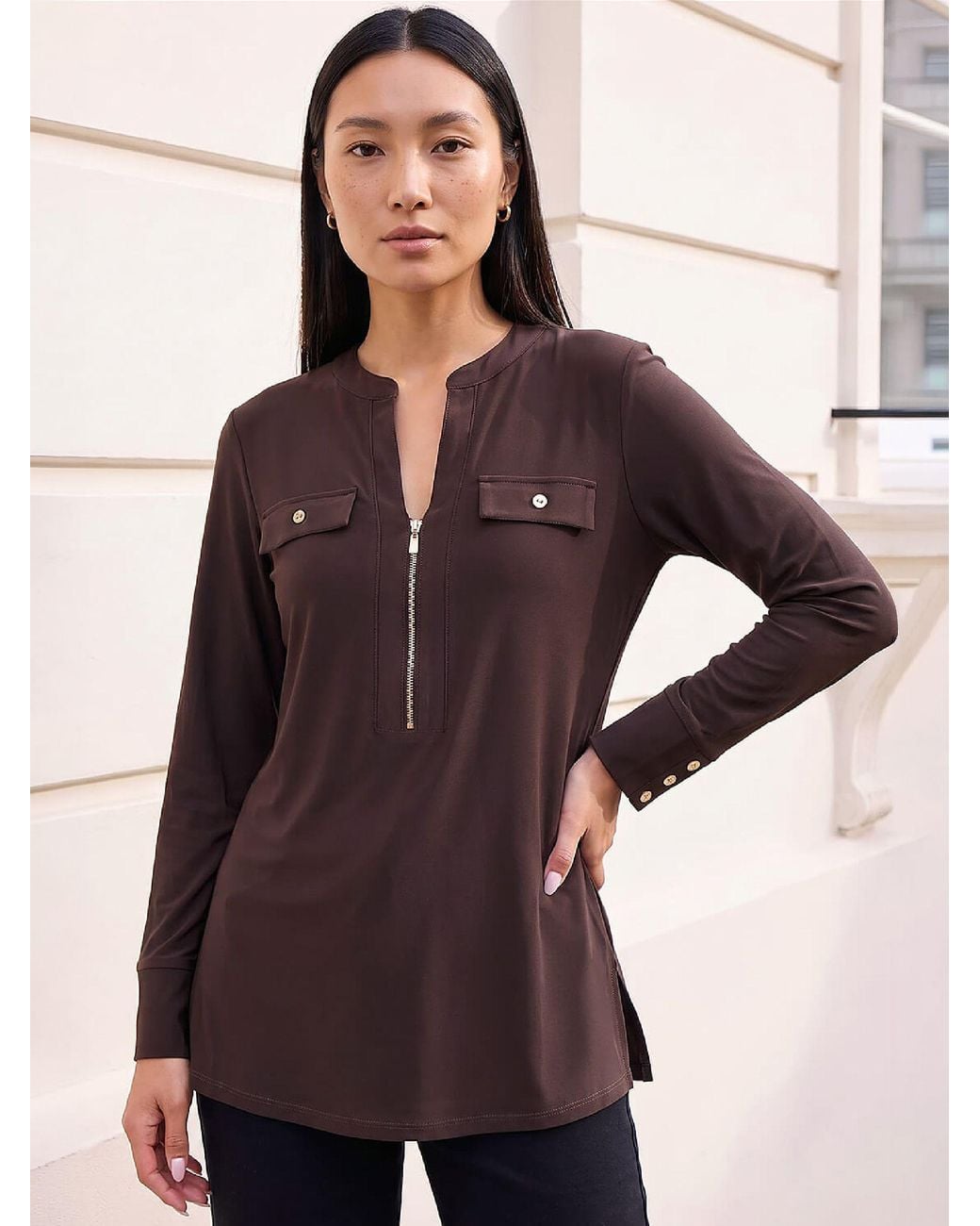 Pokit Romal Roman Pocket Detail Zip Top in Purple | Lyst