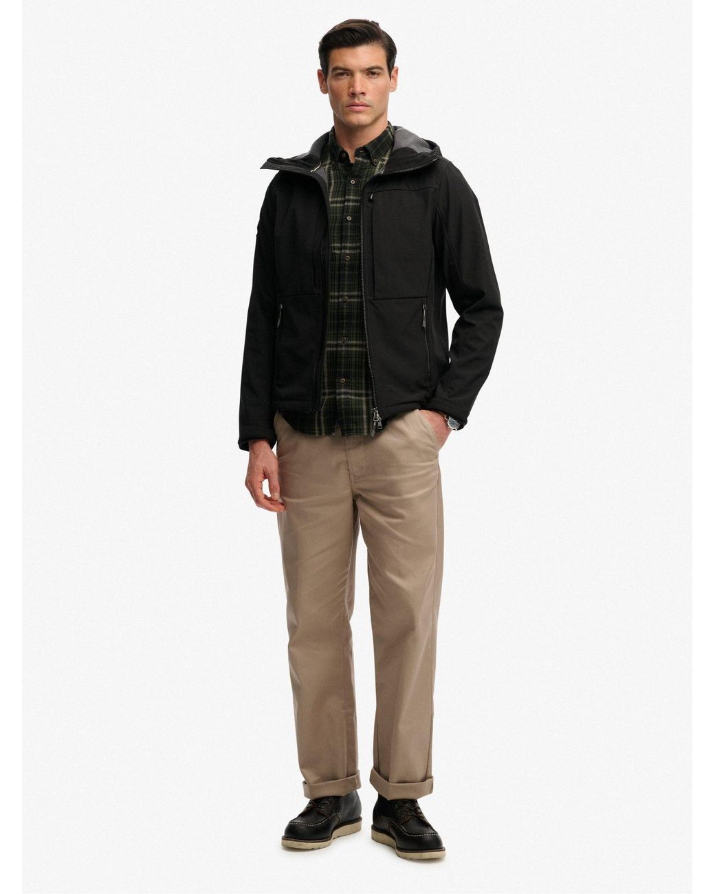 Superdry Black Hooded Softshell Trekker Jacket for men