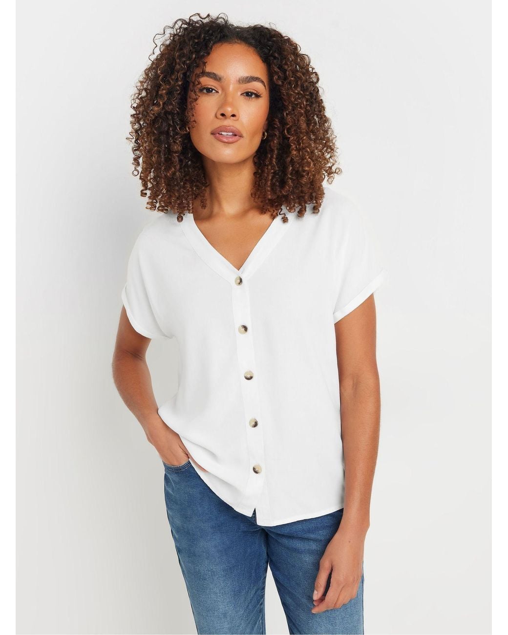 M&CO. White Button Front Blouse