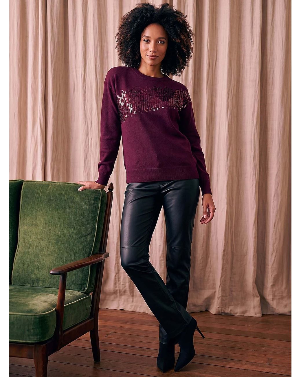 Roman Purple Diagonal Sequin Jumper
