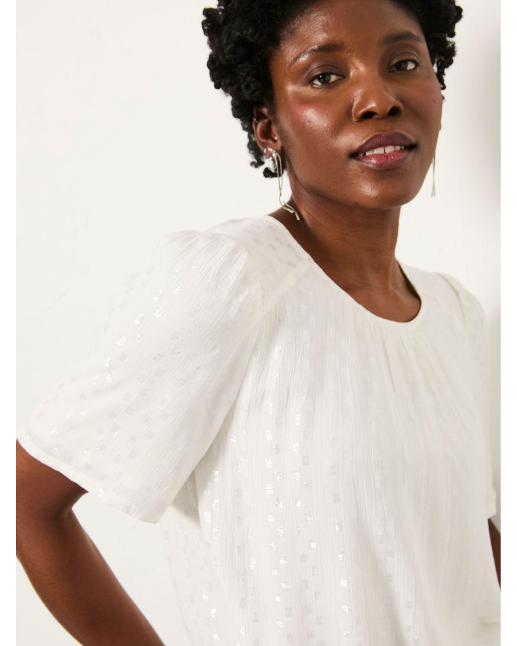 FatFace White Lyndy Metallic Blouse