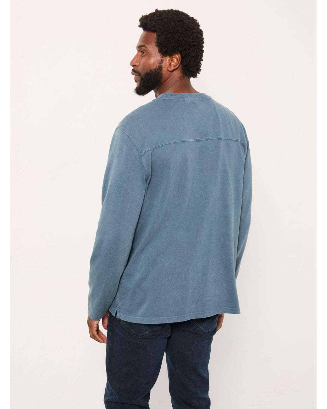 FatFace Blue Alton Long Sleeve Heavyweight Relaxed Fit T-Shirt for men