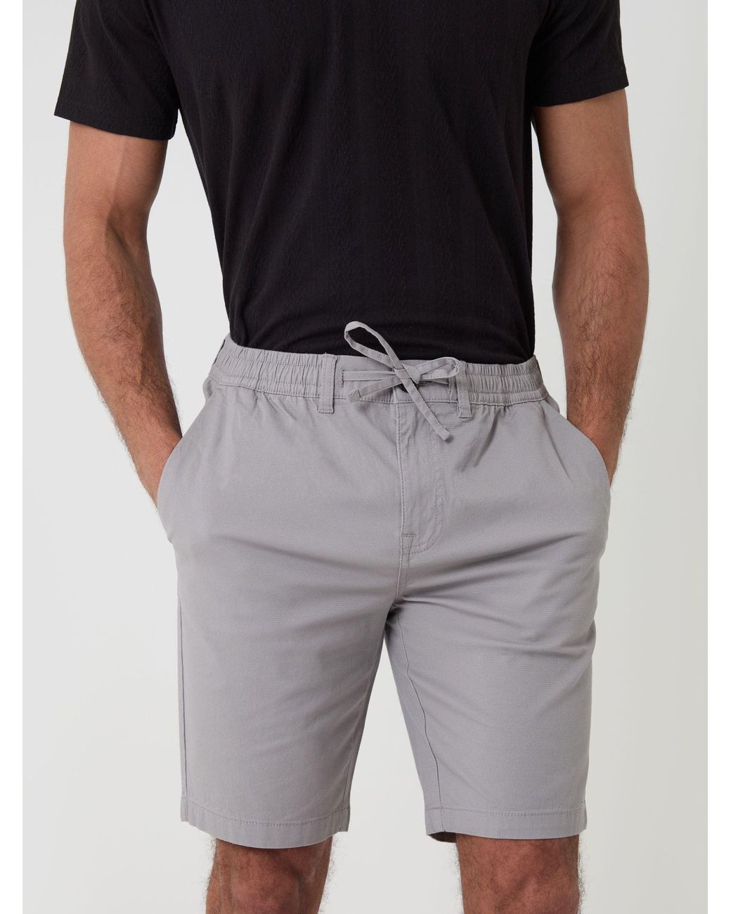 Threadbare Black Elasticated Waist Stretch Chino Shorts for men