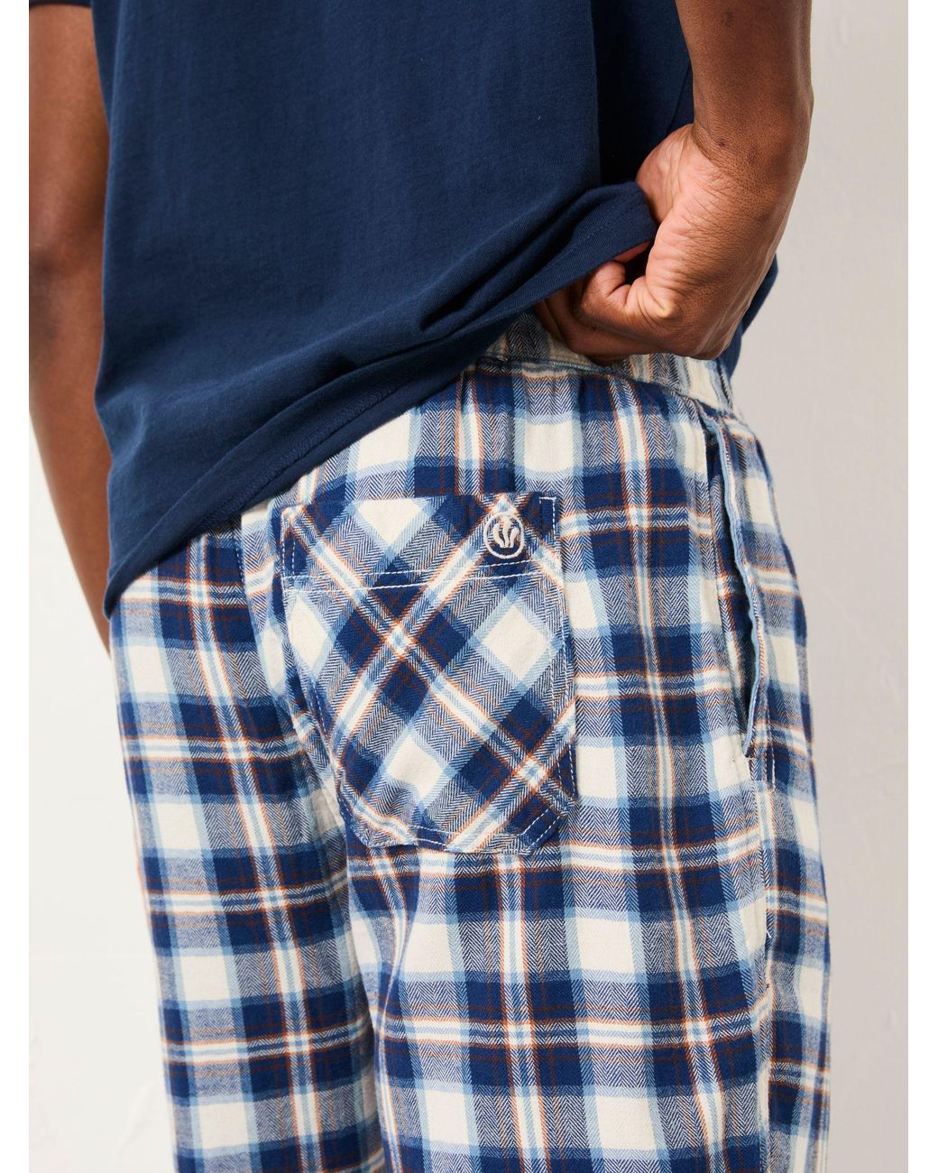 FatFace Blue Boray Check Pyjama Bottoms for men