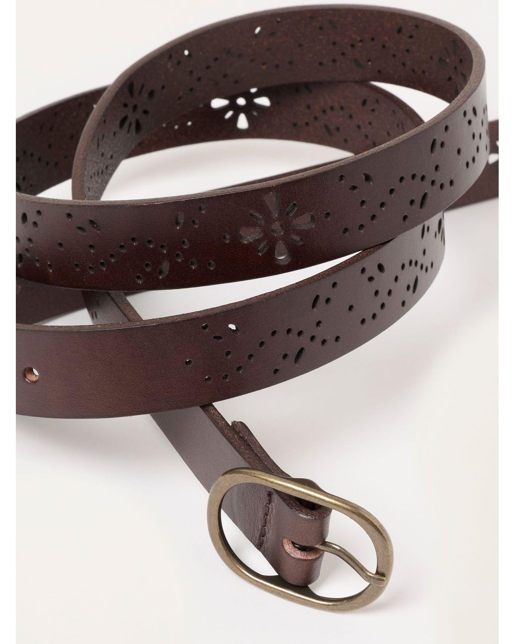 FatFace Brown Fatface Chocolate Cut Out Leather Belt