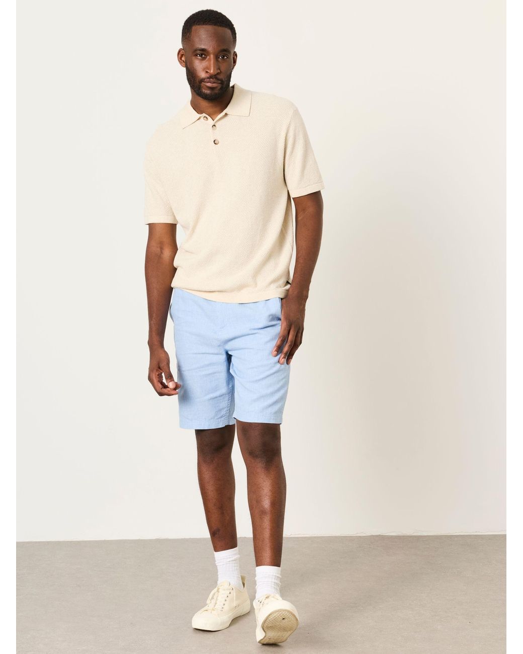 FatFace Blue Salcombe Linen Cotton Shorts for men