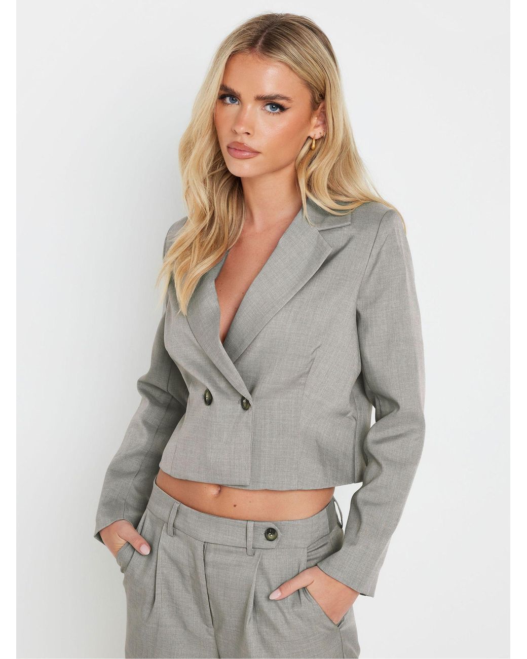 PixieGirl Petite Gray 2 Buttoned Short Jacket
