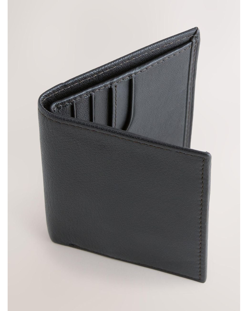 Next Gray Leather Mini Bifold Cardholder Wallet for men