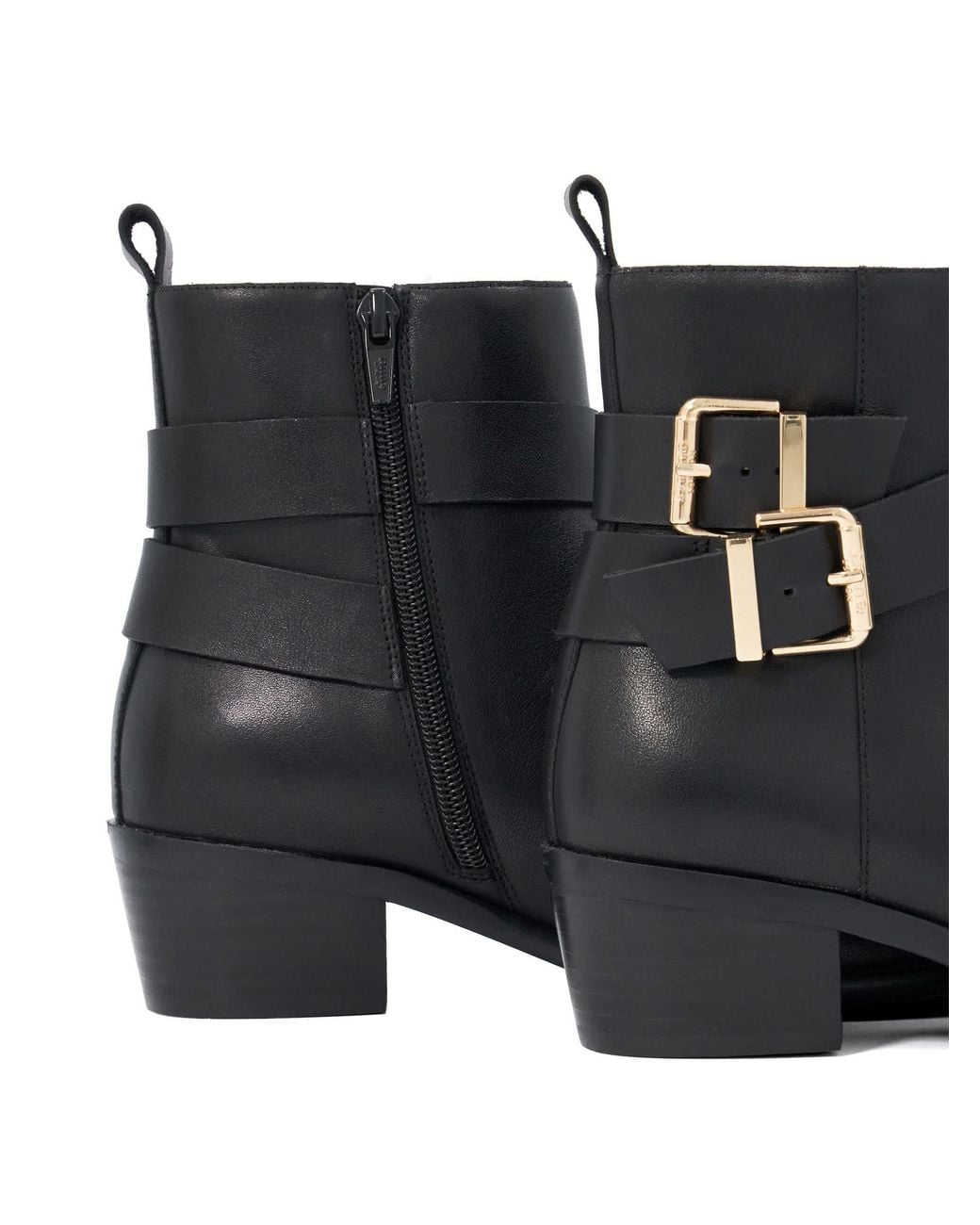 Dune Black Pattin Ankle Boots