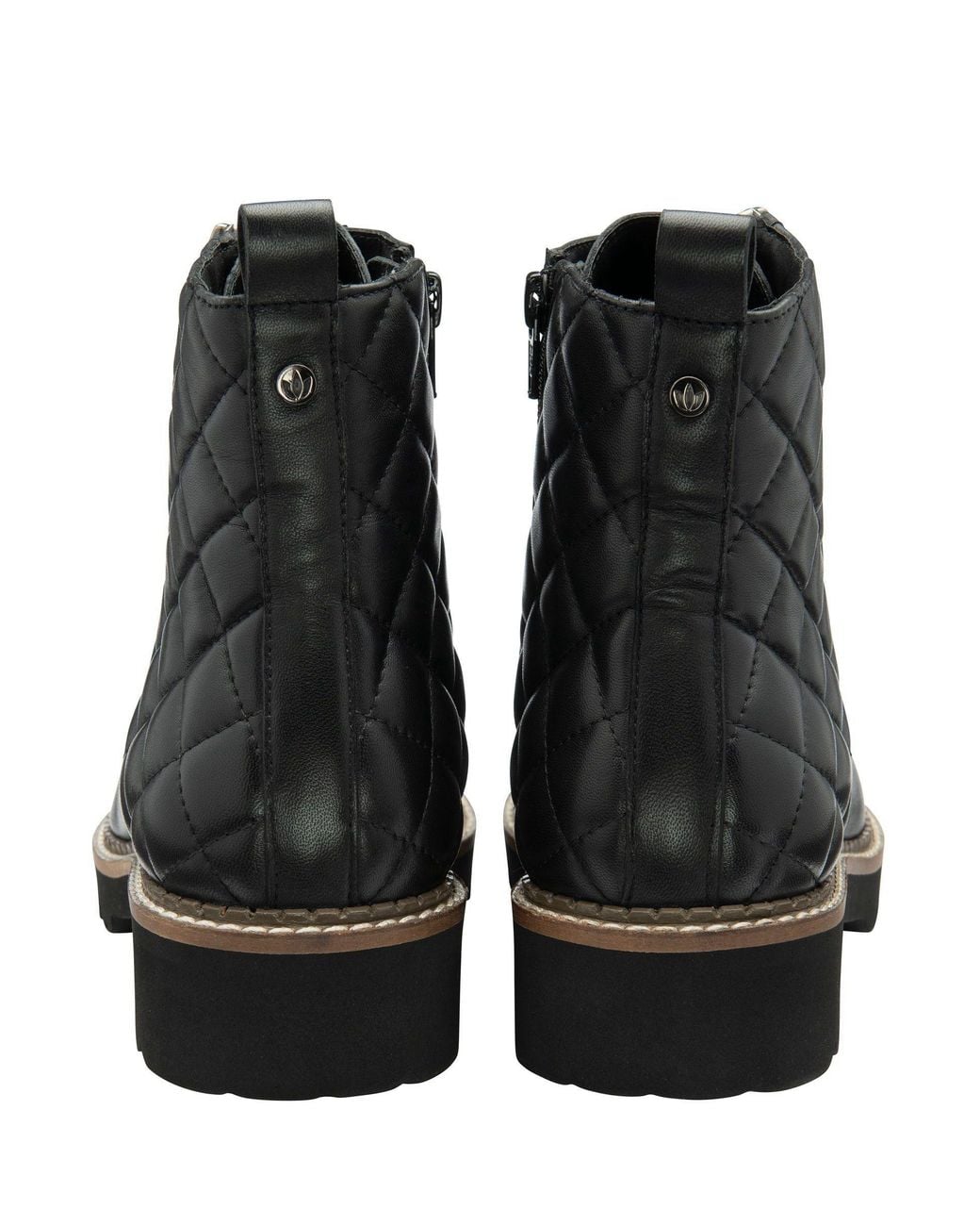 Lotus Black Quilted Ankle Boots