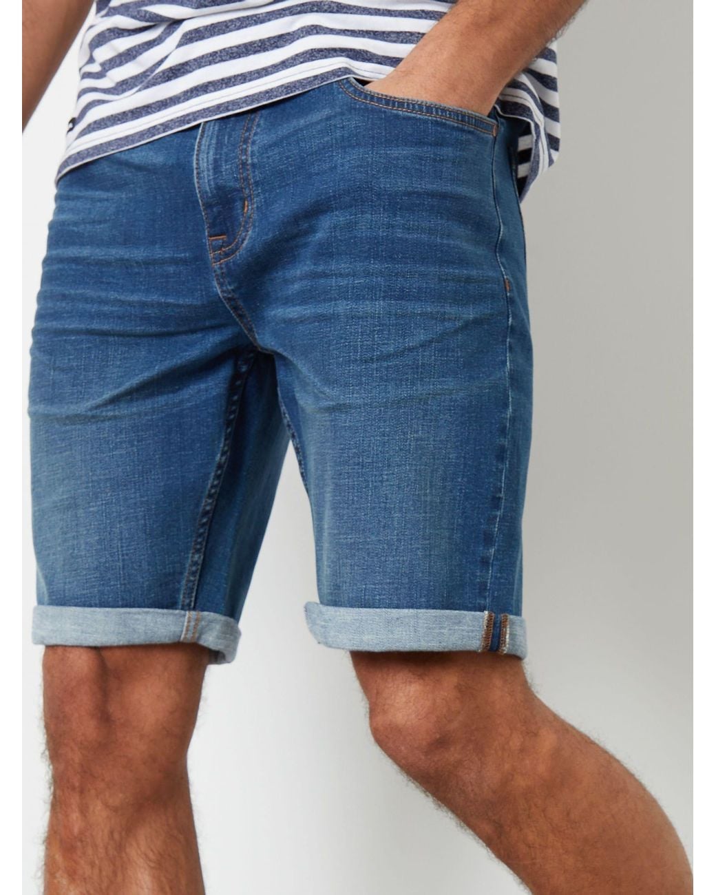 Threadbare Blue Denim Shorts for men