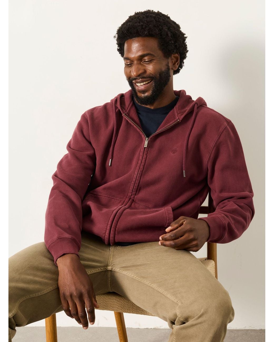 FatFace Red Hayle Zip Through Hoodie for men