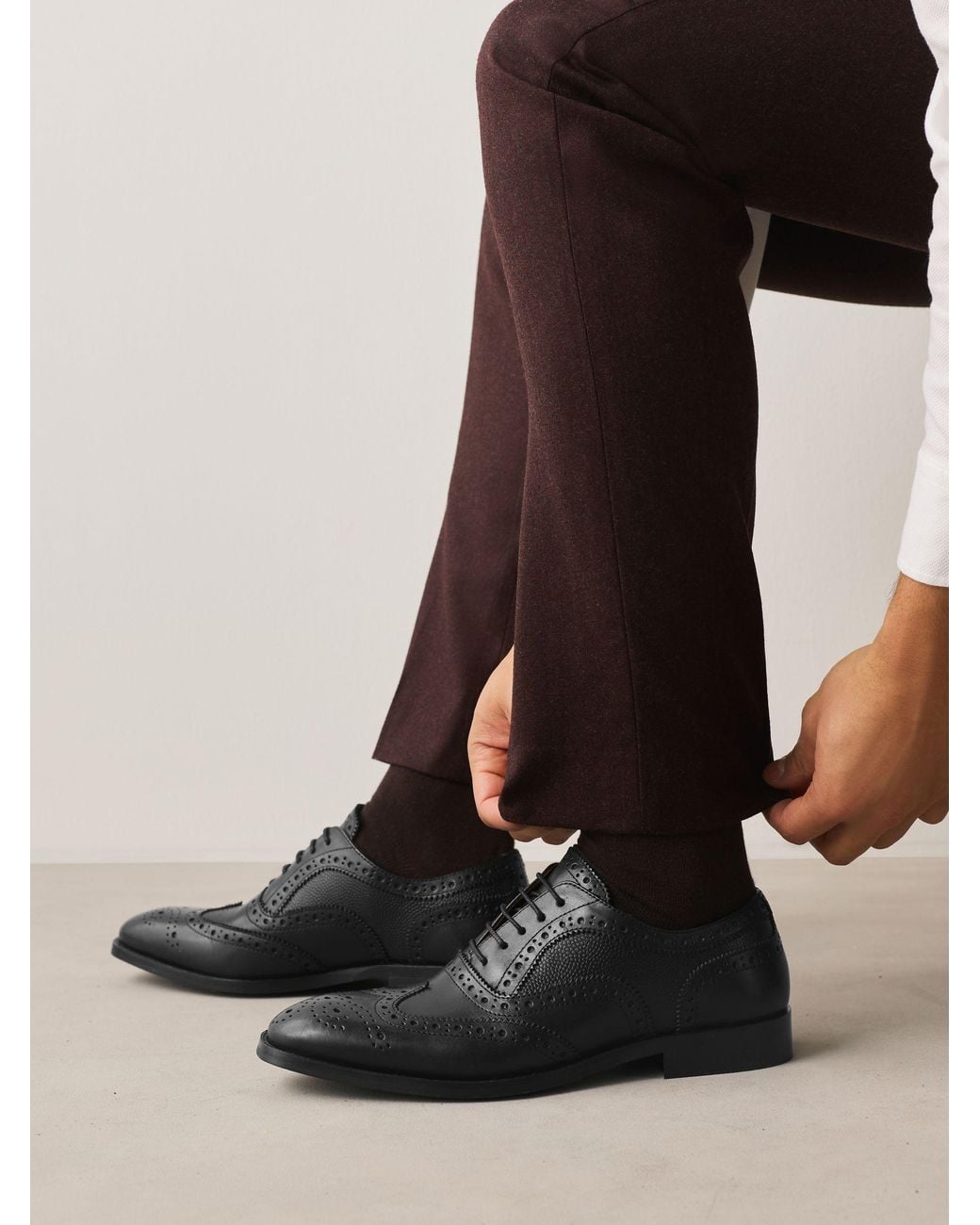 Next Black Leather Brogue Shoes for men