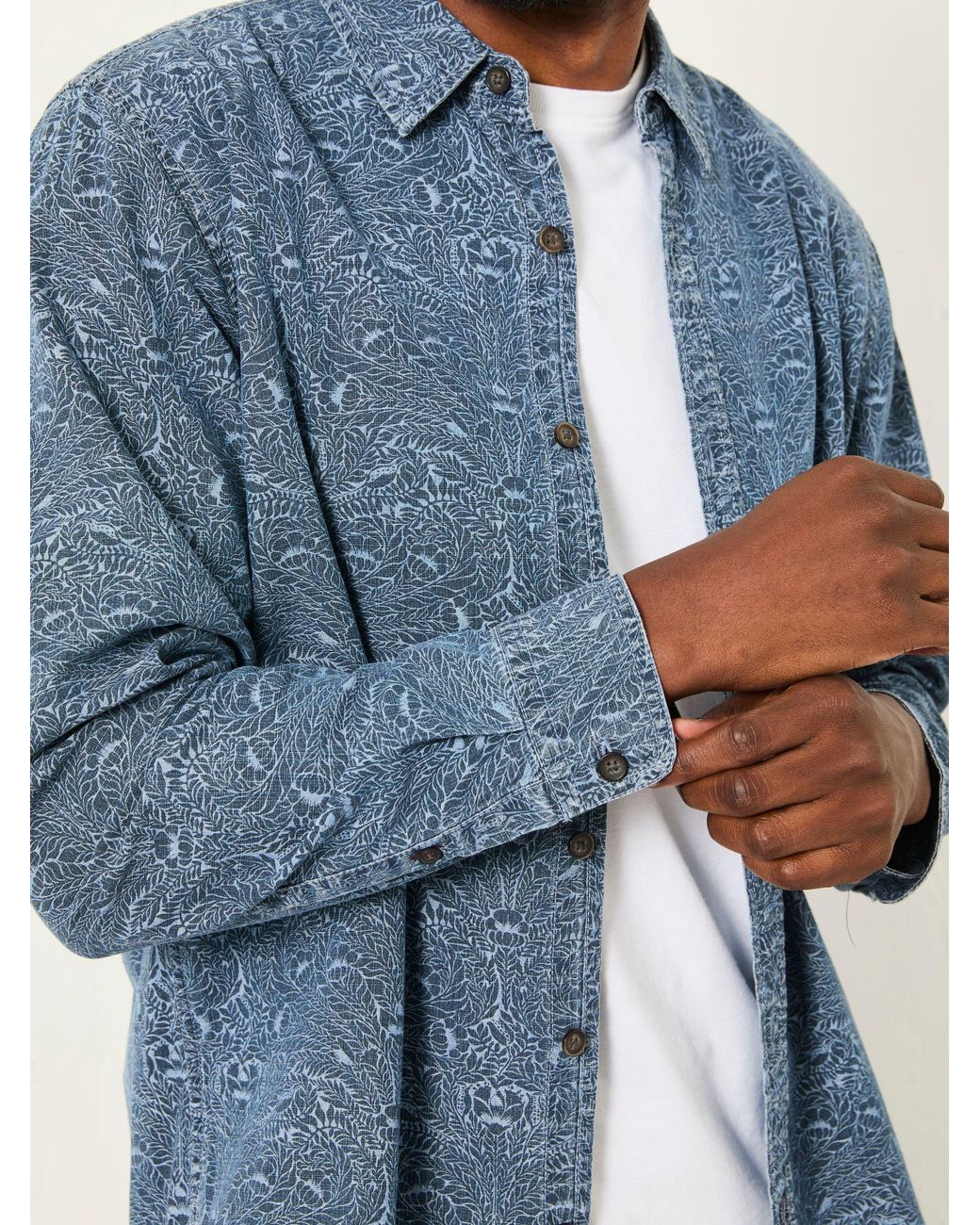 FatFace Blue Long Sleeve Floral Bouquet Print Shirt for men