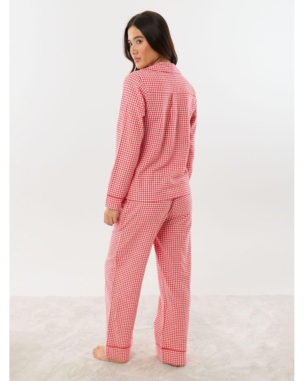Threadbare Red Petite Cotton Button Up Pyjamas Set