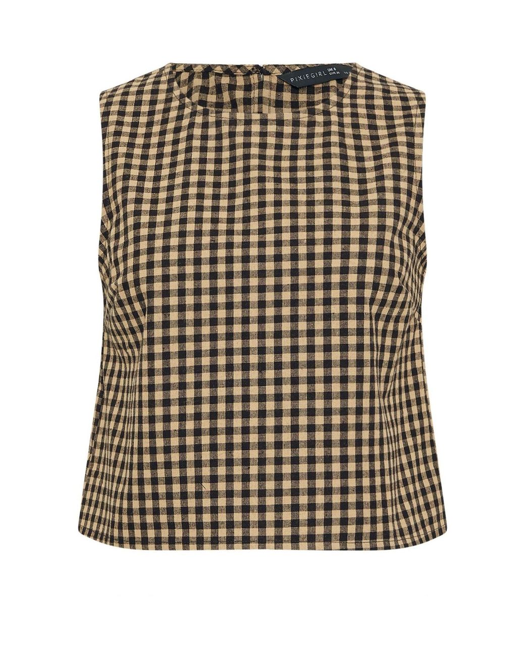 PixieGirl Petite Black Gingham Sleeveless Shell Top
