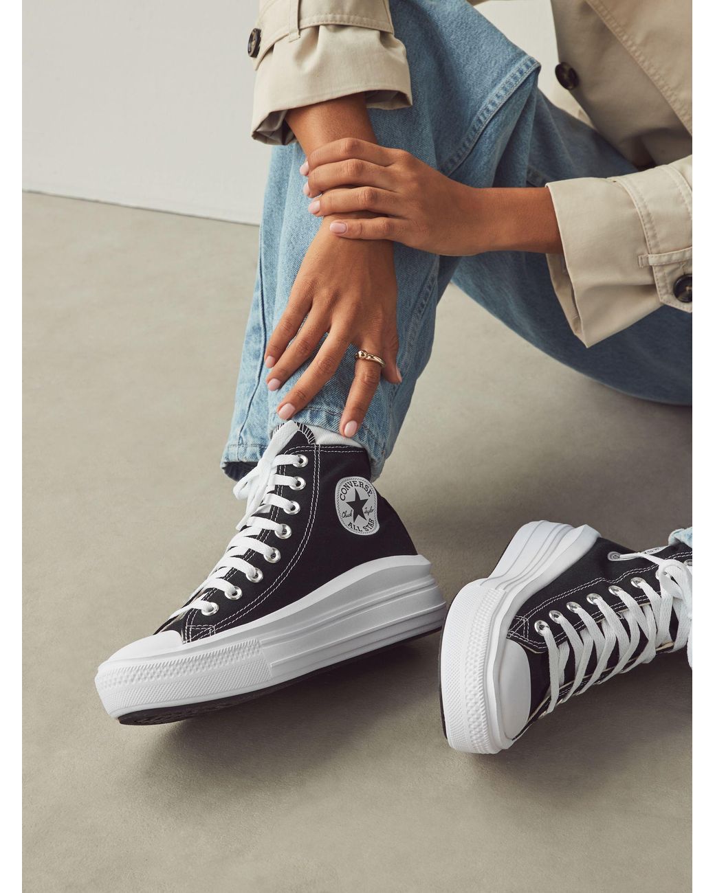 Converse Black Move Platform High Top Trainers